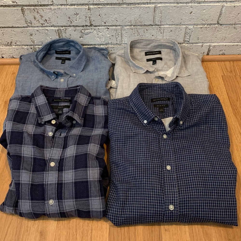 Banana Republic Shirt Bundle Slim Fit Double Weave